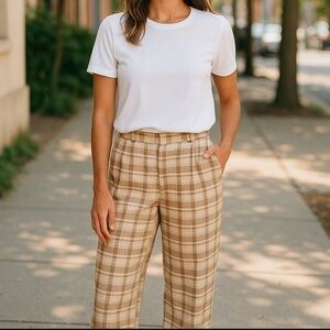 Neutral Ground Plaid Pants, New with Tags, Size Small